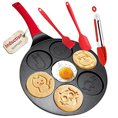 Pancake Molds for Kids, Kids Pancake Molds, Pancake Maker, Induction Pancake Griddle Pan, Nonstick Pancake Pan for Kids, Mini Animal Pancake Maker Pans