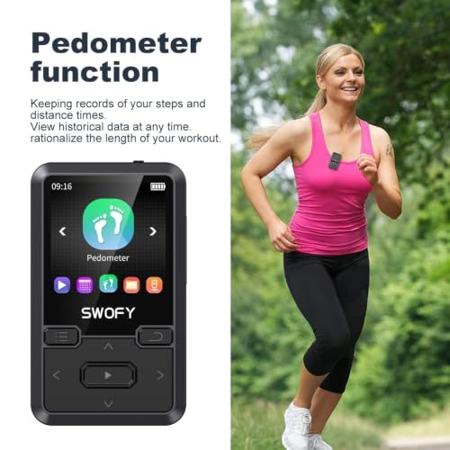 Image of 32GB Clip MP3 Player with Bluetooth 5.0, Portable Music Player with FM Radio & Voice Recorder, E-Book, Ideal for Running & Workout, Supports up to 512GB, Earphones Included