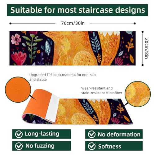 Alfombra antideslizante para peldaños de escalera interior de madera lavable pack de 15 5