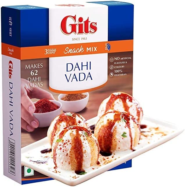 Dahi Vada Instant Snack Mix 500g - A Traditional Indian Savory Snack - Urad Dal Vada Deep Fried & Soaked In Yogurt & Topped With Tamarind Sauce & Indian Spices (Pack of 1)