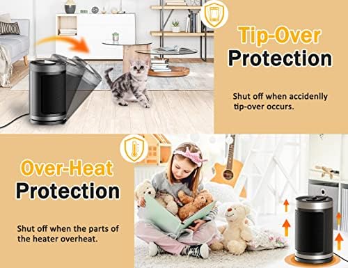 Fan Heater, 1500W Portable Heater with 2 Heat Modes / Cool Blow Fan, PTC Ceramic Electric Space Heater, Overheating & Tip-Over Protection, 70° Oscillating Low Energy Quiet Heaters for Home Office