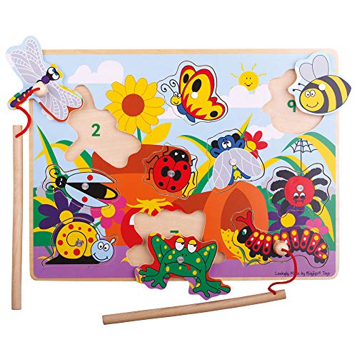Bigjigs Toys Wooden Magnetic Fun Bugs Games with Rods