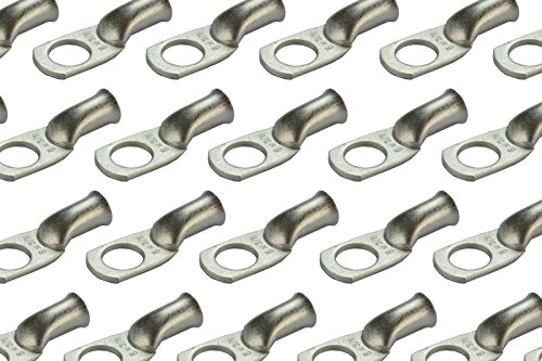 Temco 25 Pack Tinned Copper Welding Battery Cable Ends, Lugs Terminal 6 Awg 3/8" Hole - Marine Grade (6 Awg To 1/0 Awg Options Available) #TOP10