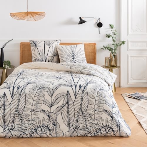 Housse de couette 240x220cm en coton avec 2 taies d'oreiller imprimé blanc Future Home