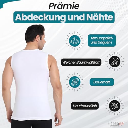 UNDEREA Unterhemd Herren Tank Top – XXL – 3X Weiß – 100% Baumwolle neu – Ansicht 3