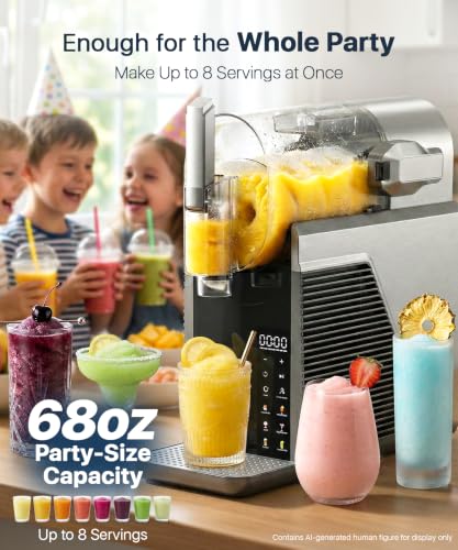 Image of Slushie Machine for Home, No Ice Needed Frozen Drink Maker, 68oz Large Capacity with 360 QuickChill, 6 Presets & 10 Texture Settings, LED Touch Panel, Self-Cleaning for Margarita, Milkshake
