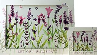 LP Set Of 4 Lavender Flowers Dinner Place Mats And Coasters