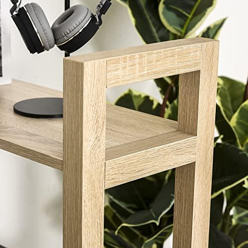 HOMCOM Computer Desk with shelves Office Desk Workstation, Writing Desk Computer PC Laptop Table Workstation, Black Wood Grain