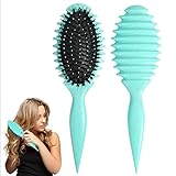Curl Defining Brush, 2025 Boar Bristle Styling Curly Hair Brushes for Combing Shaping Men's and Women's Curls to Reduce Pulling(Green)