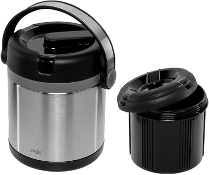 Emsa Mobility Insulated Flask for Hot and Cold Food, Black/Grey, 1.2 L