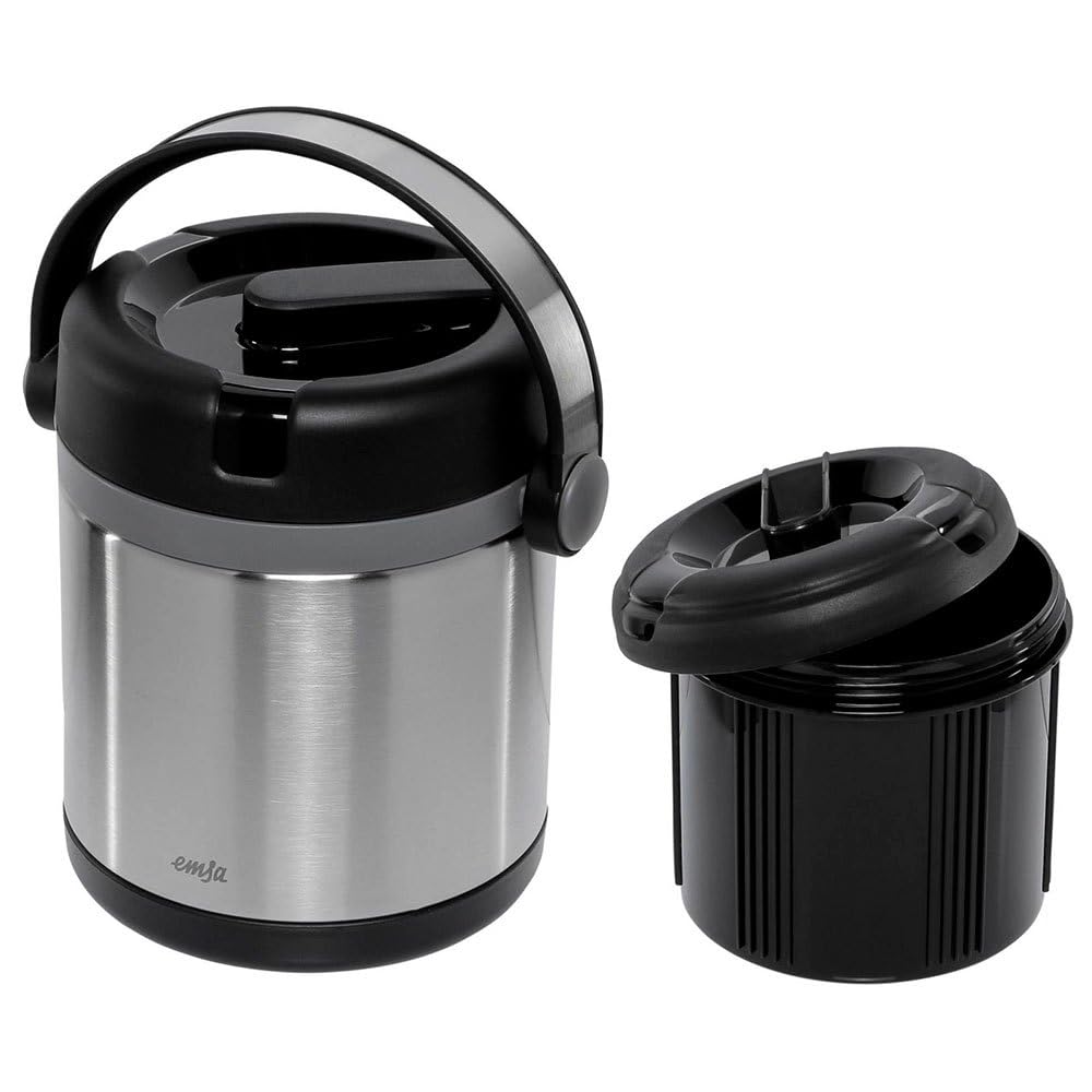 Emsa Black Mobility Insulated Flask For Hot And Cold Food, /Grey, 1.2 L
