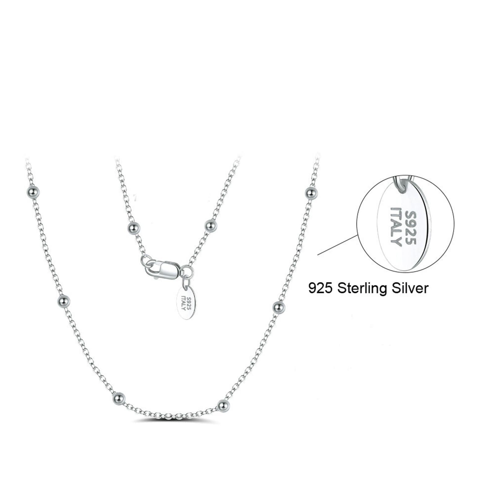 Collana Catenina Argento Donna,Catenella Collana in Argento Sterling 925 Donna Catena Rolo 1.4MM con Perline Donna Catene Collana Argento
