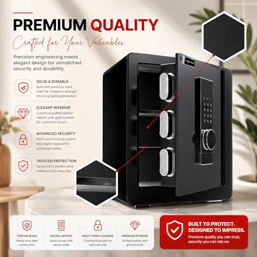 Image of Amazon Basics Pro Gross Capacity - 51L (Net - 46L), Digital Password Safe Locker Box for Home & Office | Electronic Security Locker Safe With Motorized Locking, Strong Steel Body, Anti Theft Design
