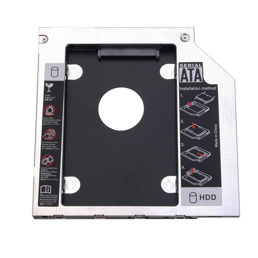 BOWONG Aluminum 2nd Hard Disk Drive Caddy - 9.5mm & 12.7mm SATA 3.0 Optibay 2.5'' SSD DVD CD-ROM Enclosure Adapter