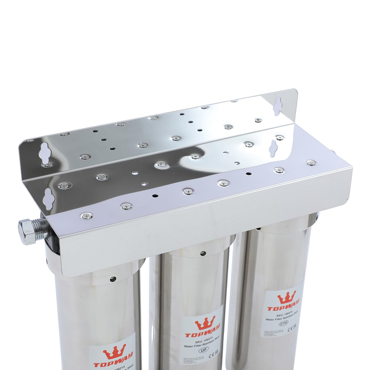 TOPWAY 3-stufiges Untertisch Wasserfiltersystem, 0,01 Mikron Ultra-Filtration, 10" Tankgehäuse aus Edelstahl, Direktanschluss und Schnellwechsel