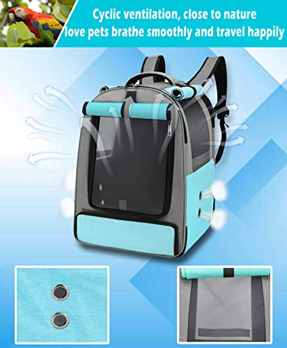 Bird Travel Backpack Cage, Portable Pet Bird Parrot Carrier Breathable Pet Birds Bag, Lightweight Bird Carrier and Small Animals Travel Cage, Multifunctional Pet Bag Backpack (Blue&Grey) - Image 6