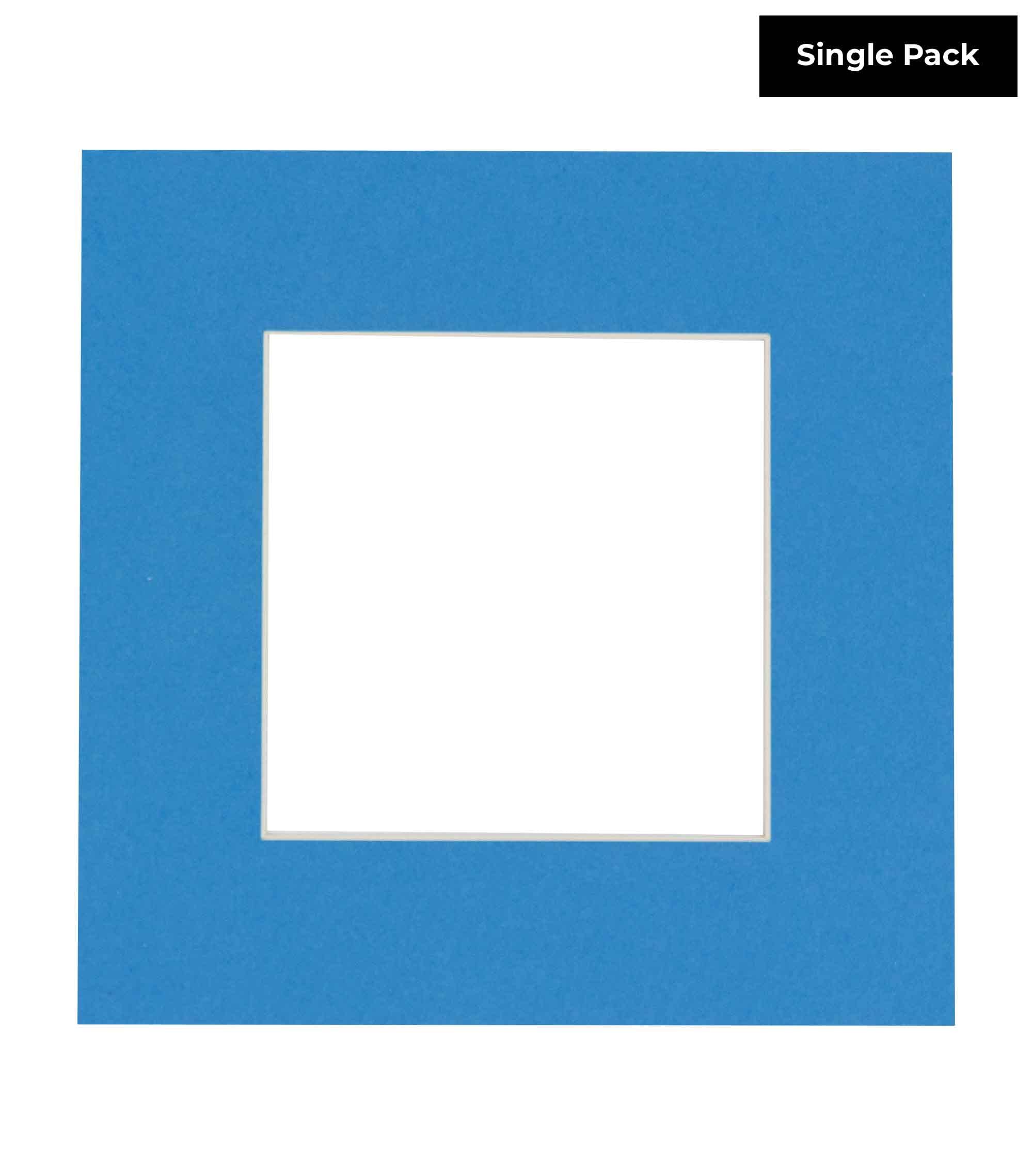 CountryArtHouse Bay Blue Acid Free 14x14 Square Picture Frame Mat with White Core Bevel Cut for 10x10 Pictures - Fits 14x14 Frame - Pack of 1 Matboard Show Kit with Acid Free Backing & Clear Bag