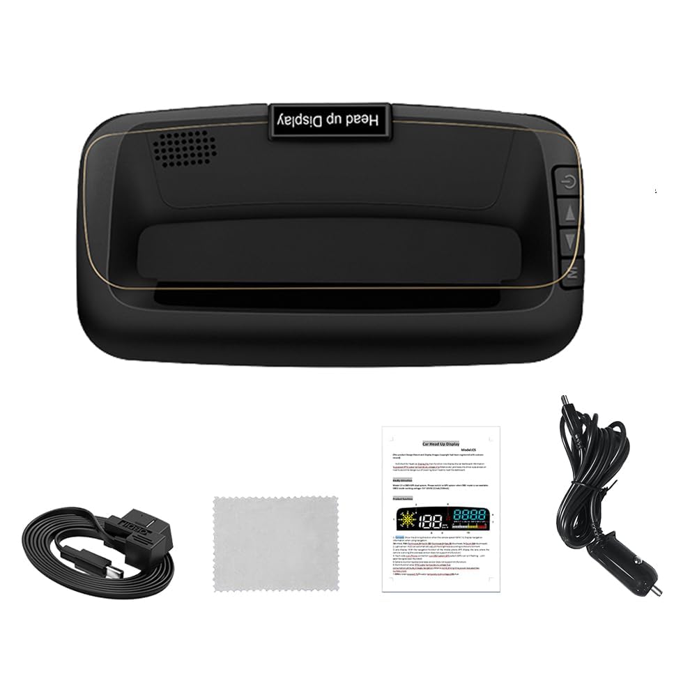 Riloer OBD & GPS Scanner Head-Up Display, Car HUD C5 Vehicle Speed Clear Fault Code Fuel Consumption, Compatible with All Cars