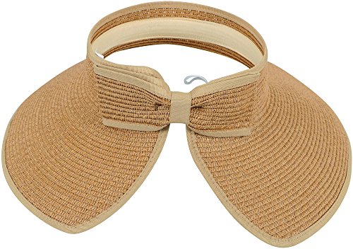Simplicity Womens Hats Women's Upf 50+ Wide Brim Roll-Up Straw Sun Hat Sun Visor Natural #TOP3