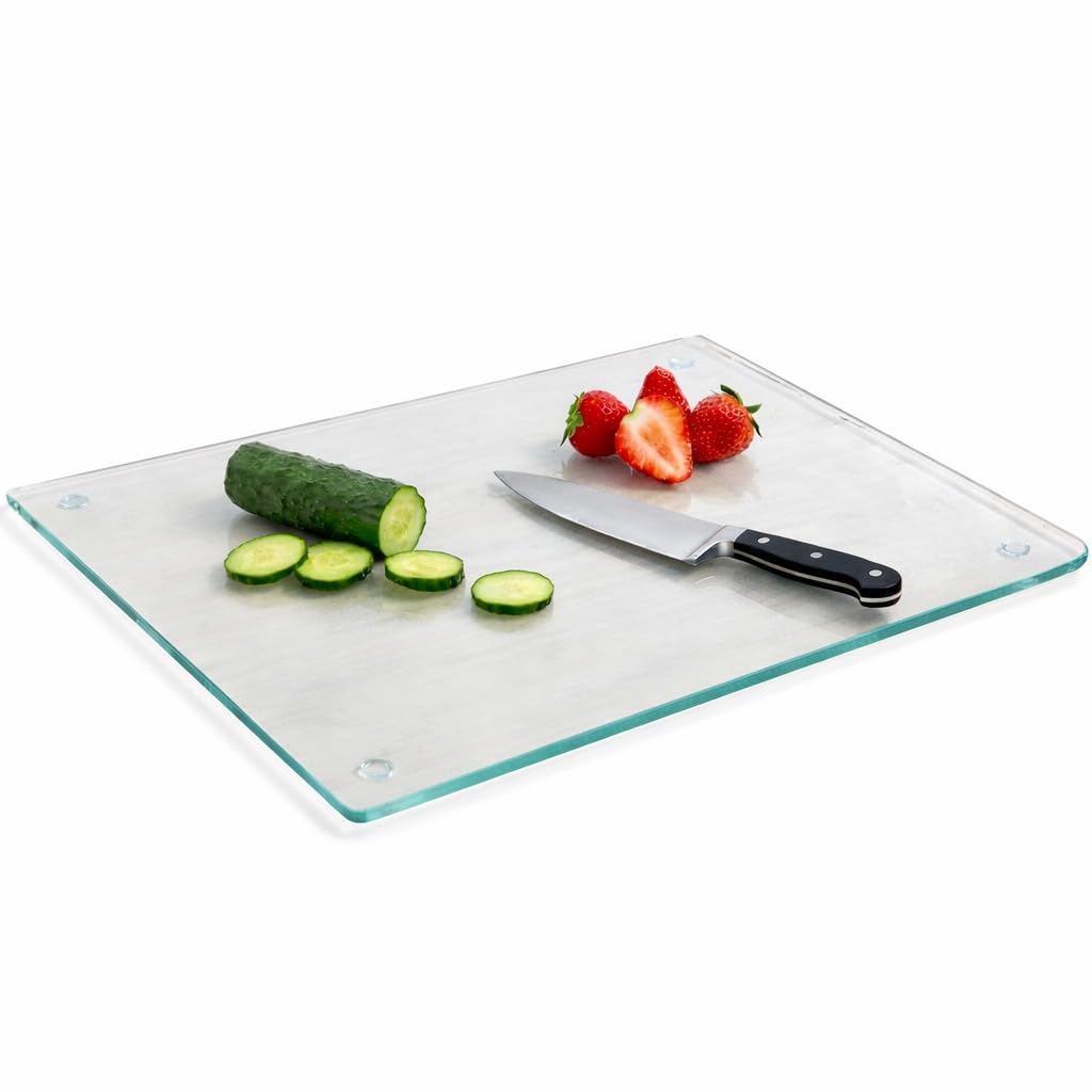 Herrlich Homes Glass Chopping Kneading Board for Kitchen | Unbreakable | Scratch & Heat Resistant | Hygienic Toughened Glass | Durable | Transparent | Clear | 40 cm X 30 cm