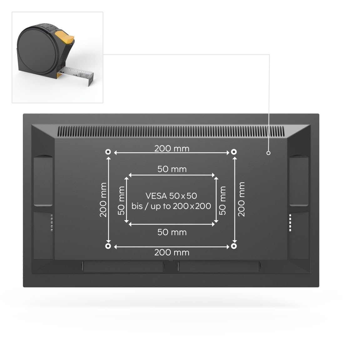 Hama TV Wandhalterung schwenkbar, neigbar, ausziehbar (TV Wandhalterung 19-50 Zoll, VESA 50x50 bis VESA 200x200, bis 25kg, mit fischer-Dübeln) schwarz