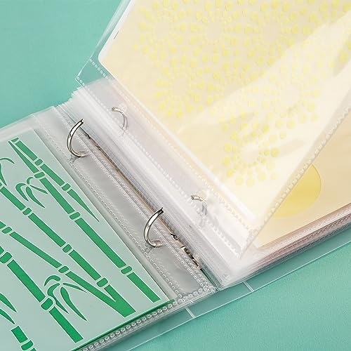 Image of 150Pages Clear Inner Storage Bags for Storage 6 inchX6 Stencils Die Cuts and Stamps,2 Pockets Per Page can Fit More Stencils Organizer Scrapbooking Storage Folder Organizer