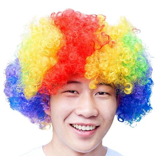 Costume de carnaval 2026 - Perruque afro - Pour les fans de clown - Perruque colorée - Camouflage - Taille unique