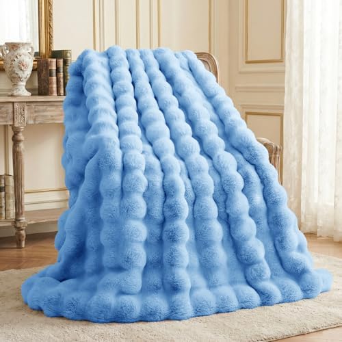 L'AGRATY Faux Rabbit Fur Blanket: 100x150cm Luxury Soft Fluffy Th...
