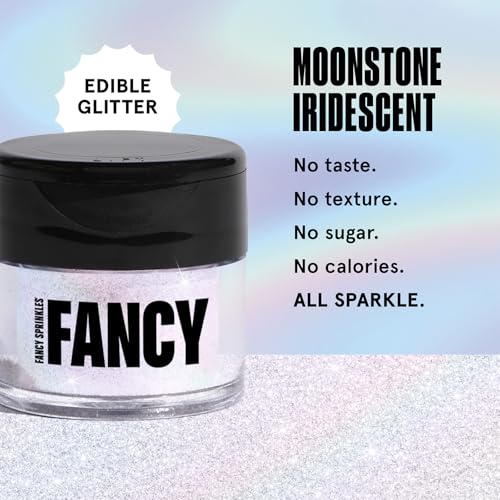 Fancy Sprinkles Moonstone Iridescent Edible Glitter Set, 100% Edible Glitter for Sparkling Food & Drinks, No Taste or Texture, (3 jars Of Moonstone Iridescent, 4gm each)
