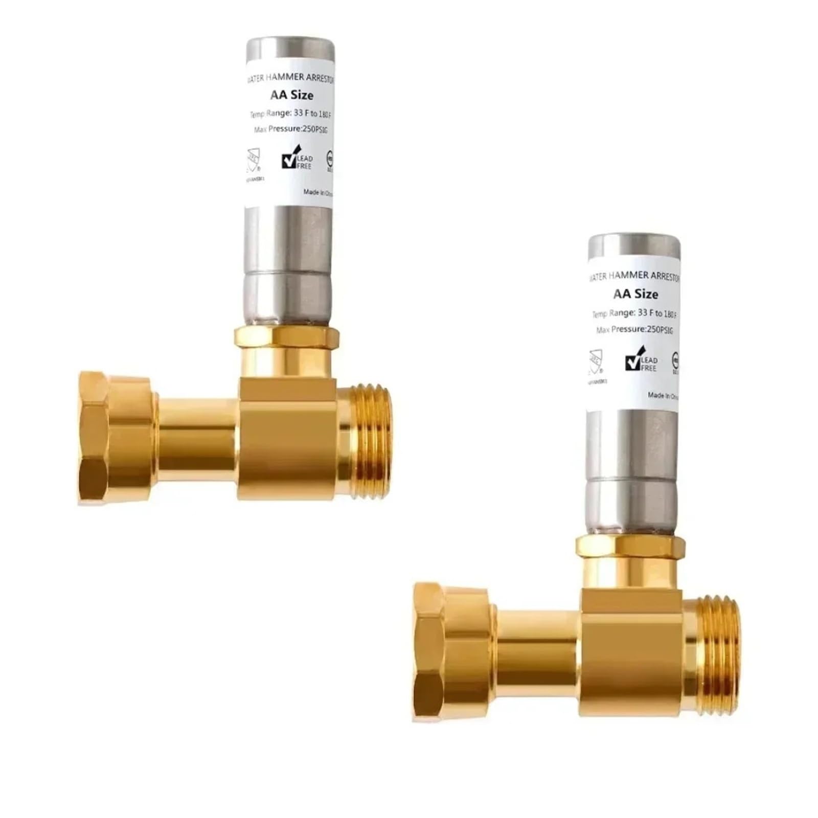 1/2Pcs Tee Water Hammer Arrestor Stainless Steel Washing Machine 3/4" NH Thread, Water Hammer Arrester(2PCS)