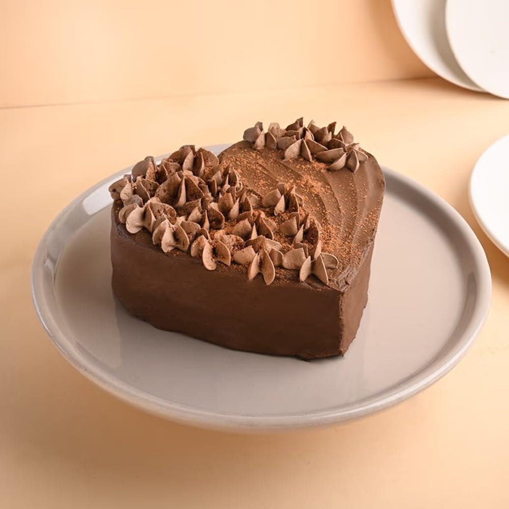 FlowerAura Delicious Silky Smooth Fresh Floral Heart Chocolate Cake Gift's For Birthday, Anniversary, Valentine's Day, Mother's Day, Christmas, Wedding (Same Day Delivery) (0.5Kg)-image-24