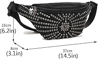 Vista 2 de Riñonera punk para mujer, bolsa de hombro tachonada, bolsa de hombro, Negro