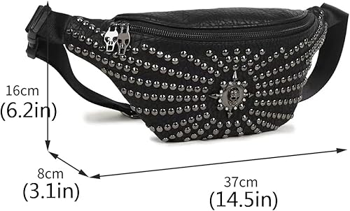 Miniatura 2 de Riñonera punk para mujer, bolsa de hombro tachonada, bolsa de hombro, Negro -