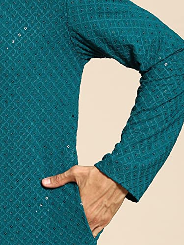 Image of Rajubhai Hargovindas Men Chikankari and Sequin Work Kurta