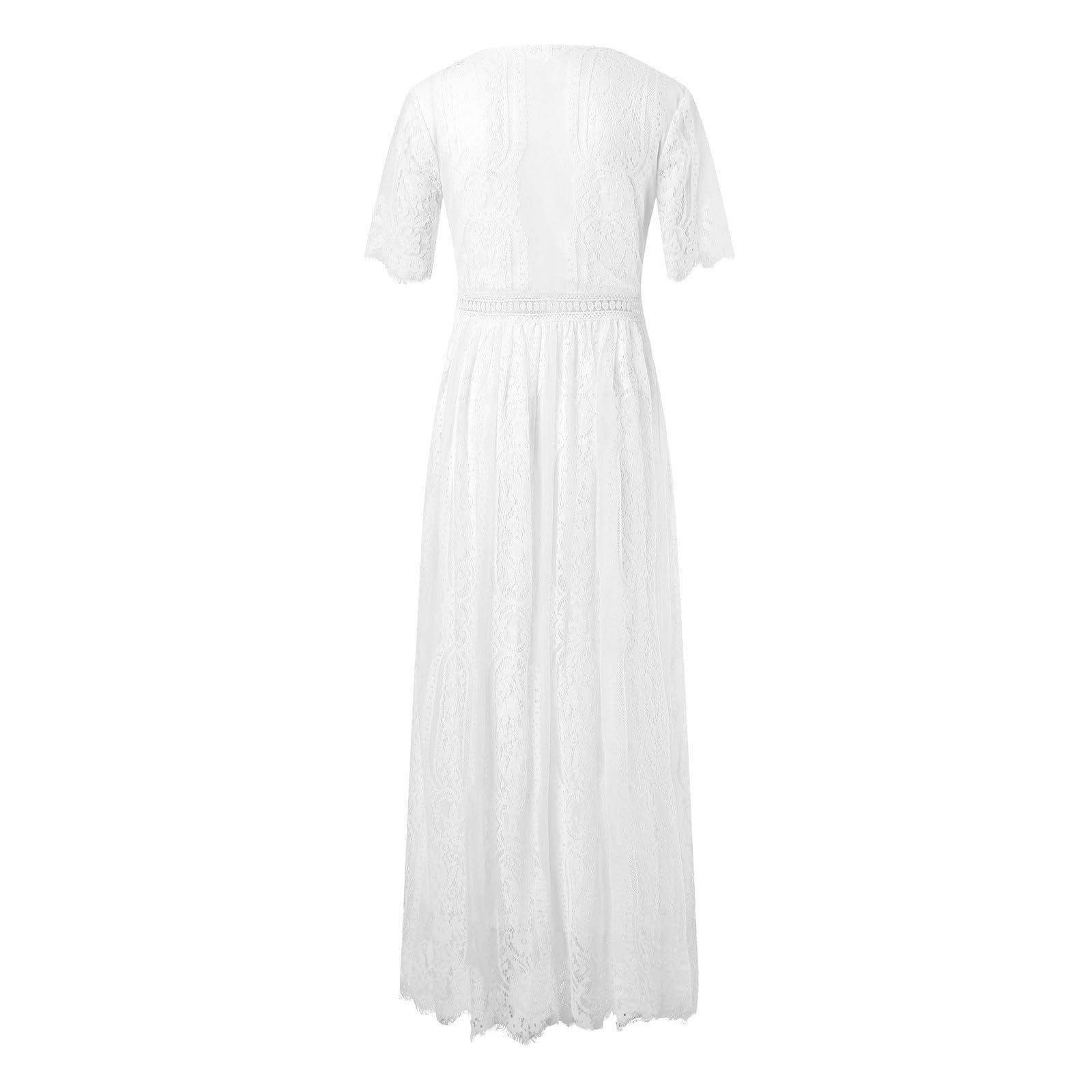 Vestido casual de manga corta para mujer, diseño hueco de encaje, perfecto para el verano, elegante y cómodo, fácil de limpiar