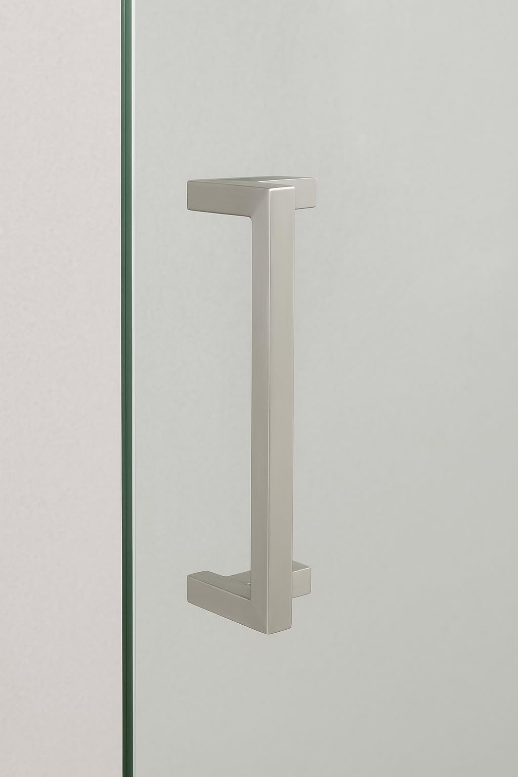 Maniglione Tubolare Quadrato Zancato Nevada 420x400 in Cromo Satinato | Design Moderno e Minimal per Porte di Ingresso e Interne