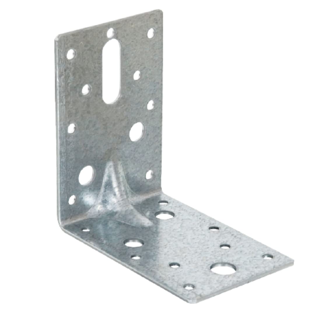 FIXINGS DIRECT90mm x 90mm x 60mm (2.5mm Thick) Galvanised Steel Angle Bracket 90 Degrees Reinforced Elbow (for Use of Nails, Screws, Bolts and Coach Screws) (10)