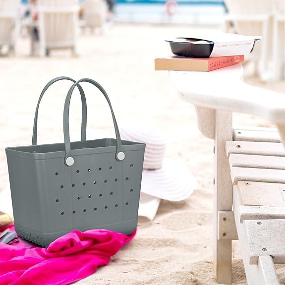 Tote Bag for Women - Large Rubber Beach Bag, Medium Waterproof Sandproof Travel Tote Bags for Beach Outdoor Sports - Image 5