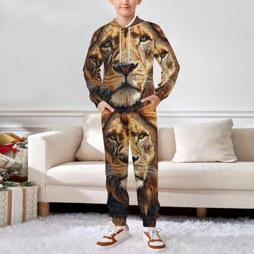 Boy Girl Clothes Outfits Kids Long Sleeve with Pants 2PCS Clothing Set, Lion Vintage3
