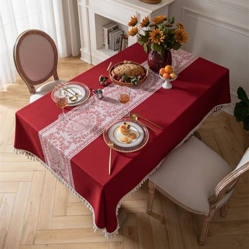 Chemin de table de dîner et nappe rouge pour décoration de table de Noël - 2