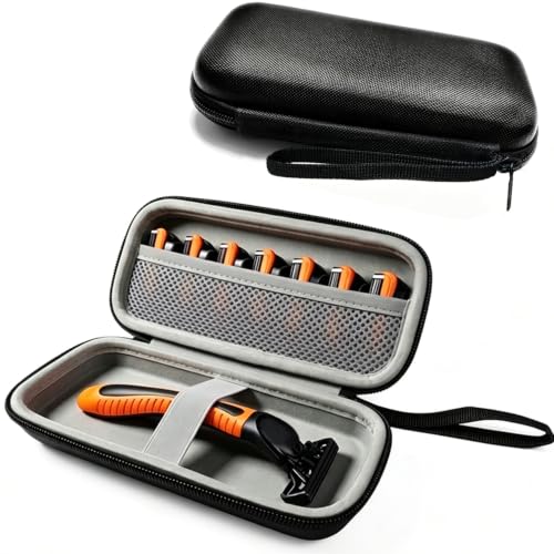 naisc Razor Cover Travel Razor Case Compatible with Gillette & Harrys Razor Travel Case Razor Holder For Men Cord Travel Organizer Zipper Carrying Bag (Black)