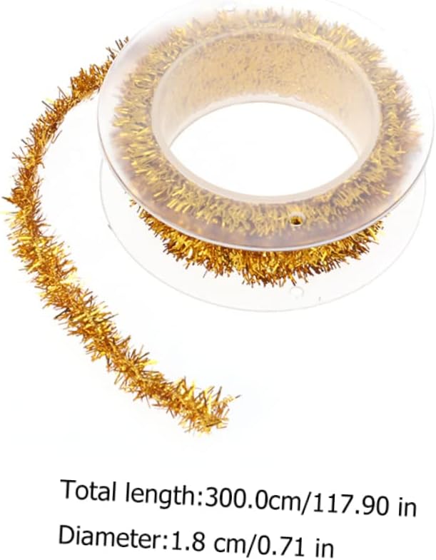 IMIKEYA 4Pcs Christmas Metallic Tinsel Garland Each Party Decoration Ribbon for Indoor Outdoor Xmas Tree Gift Wrapping Holiday Supplies Gold Red Green Silver