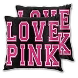JIETONG Victoria Secret Love Pink Bedroom Pillow Case Decorative Throw Pillow Covers Square Throw...
