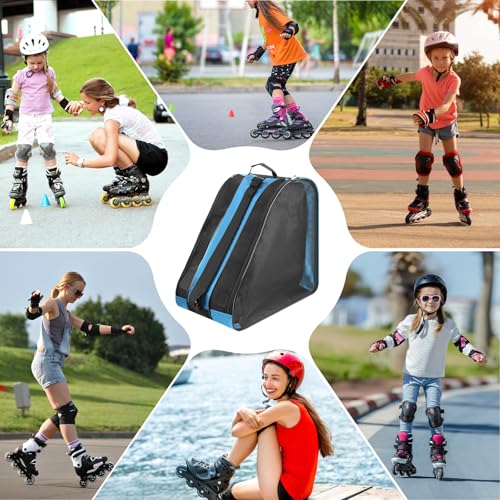 Eislaufschuhe Tasche Kinder, Schlittschuhtasche mit Verstellbarem Trageriemen, Rollschuh Tasche Inliner Tasches Schlittschuhtasche Rucksack Skischuhtasche Kinder Eislauftasche für Herren Damen（Blau）