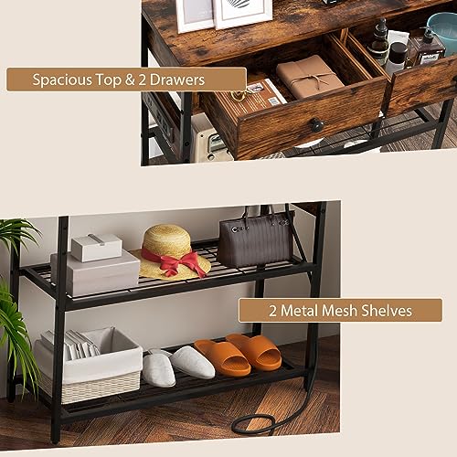 Console Industrielle USB 2 Tiroirs 81cm LIFEZEAL