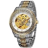 FORSINING Orologi meccanici per uomini incisione automatica impermeabile scheletro orologio da polso