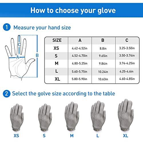 Caprihom Chainmail Glove Highest Level Cut Resistant Glove Food Grade Stainless Steel Metal Mesh Glove For Meat Cutting, Fishing, Oyster Shucking (L -1Pcs) #TOP6