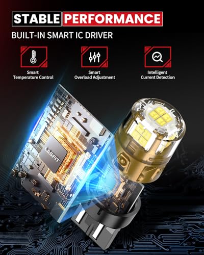 LASFIT 7443 7440 LED Bulbs Reverse Backup Light, 7444 7444na White T20 Daytime Running DRL Parking Lamp L-7440 W21W WY21W 6000K for Automotive Replacement, Plug and Play, Pack of 2 - Image 4