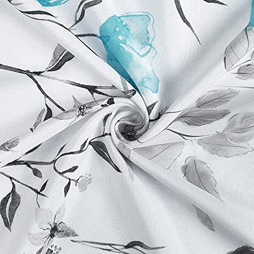 Curtains Flower Watercolor Window Drapes Teal Valance 52 × 18 Inches Flower And Leaves Rod Pocket Valances For Kitchen Bathroom Living Room Bedroom Nursery 1 Panel #TOP3