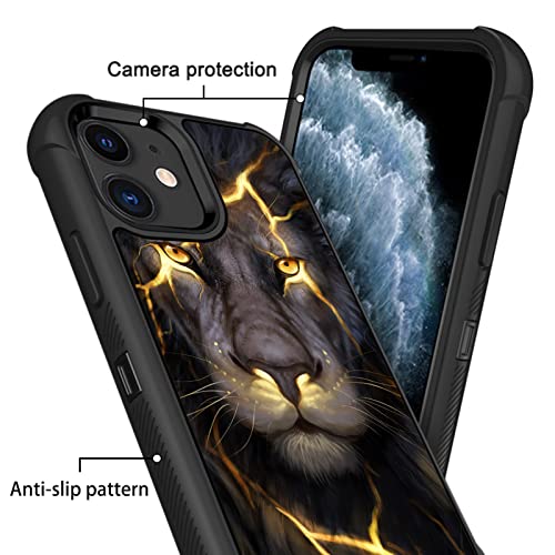 Iphone 11 Case Cool Golden Magma Lion King Design For Boys Men, 3-Layer Heavy Duty Rugged Shockproof Anti-Slip Military-Grade Full Body Protection Case For Iphone 11 #TOP1